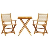 Cumpara ieftin Set mobilier bistro, 3 piese, bej, polipropilena si lemn masiv
