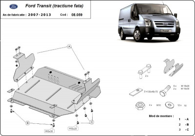 Scut motor metalic Ford Transit - tractiune fata 2007-2014 foto