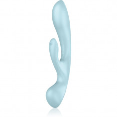 Satisfyer TRIPLE OH vibrator cu stimularea clitorisului Blue 23,5 cm