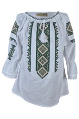 Bluza tip ie dama B23, alb crystal/verde , marimea L foto