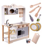 Bucatarie de jucarie LULILO din lemn pentru copii, cu accesorii incluse, 68 cm x 25.5 cm x 85 cm, Oem