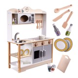 Bucatarie de jucarie LULILO din lemn pentru copii, cu accesorii incluse, 68 cm x 25.5 cm x 85 cm