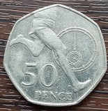 (S) MONEDA ANGLIA - 50 PENCE 2004, ANIVERSARE A 50 DE ANI DE LA PRIMA MILA IN 4 MINUTE DE ROGER BANNISTER, Europa