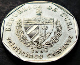 Moneda exotica 25 CENTAVOS - CUBA, anul 1998 * cod 1795 B