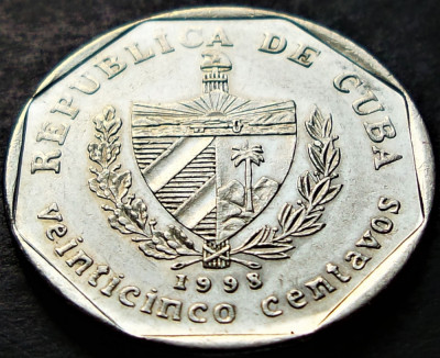 Moneda exotica 25 CENTAVOS - CUBA, anul 1998 * cod 1795 B foto