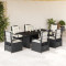 Set mobilier de gradina cu perne, 7 piese, negru, poliratan