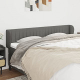 VidaXL Tăblie de pat cu aripioare gri &icirc;nchis 163x23x78/88 cm textil