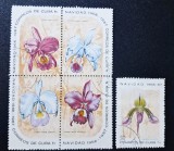 Cuba 1966 Crăciun (Navidad 1966-1967) Flori Orhidee Exotice Bloc 4v + Timbru Individual 5v Ștampilat - A90, Stampilat