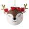 Ornament Brad Crăciun, Glob Cerb 3D, Glitter Auriu, Funda Roșie, 7.5cm