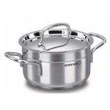 Oala cu capac din inox, 16 x 9 cm, capacitate 1,8 litri, compatibila cu toate tipurile de aragaz, Korkmaz