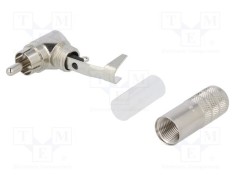 Conector RCA mufă tată unghi 90&deg; lipire argint SWITCHCRAFT 7,36mm