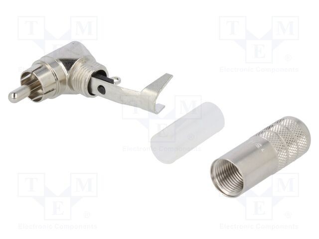 Conector RCA mufă tată unghi 90&deg; lipire argint SWITCHCRAFT 7,36mm
