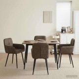 Cumpara ieftin Scaune de dining 4 buc. Piele Suedata Sintetica Gri inchis