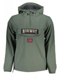 Cumpara ieftin Geaca barbati, cu buzunar mare central, cu gluga, logo, verde (Marime: XL)