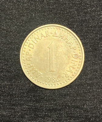 Monida 1 dinar 1986 Iugoslavia foto