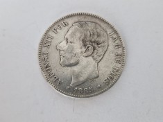 Spania 5 Pesetas 1885 Argint- 25 grame.