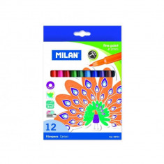 Set 12 Carioci Multicolore cu Varf Subtire MILAN, Carioci pentru Desenat, Carioci Colorate, Carioci cu Varf Subtire, Carioci MILAN foto