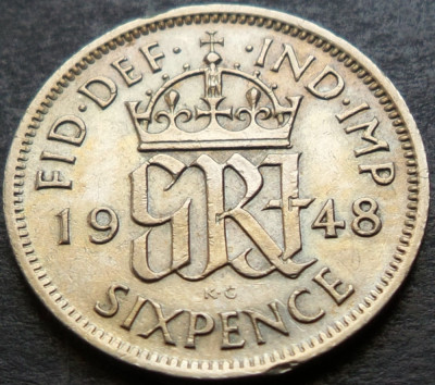 Moneda istorica 6 (six) PENCE - Marea Britanie / ANGLIA, anul 1948 * cod 3170 foto