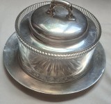 Bomboniera/Untiera Vintage din Cristal si Argint Masiv