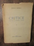 Critice. Realități și exigențe literare, vol. I - Ștefan Popescu (1947)