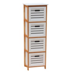 Comoda 4 sertare din lemn natur si mdf alb Talas 32x30x109 cm