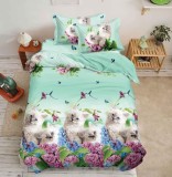 Cumpara ieftin Lenjerie Pat Bumbac 3D 4 Piese, Diverse Culori si Dimensiuni. Set Pilota + Cearceaf + 2 Fete Perna