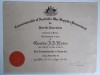 Diploma veche de merit excelenta militara Australia razboi mondial WW2 1942