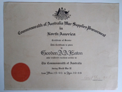 Diploma veche de merit excelenta militara Australia razboi mondial WW2 1942 foto