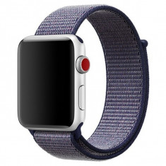 Curea pentru Apple Watch 42 mm iUni Woven Strap, Nylon Sport, Midnight Blue foto