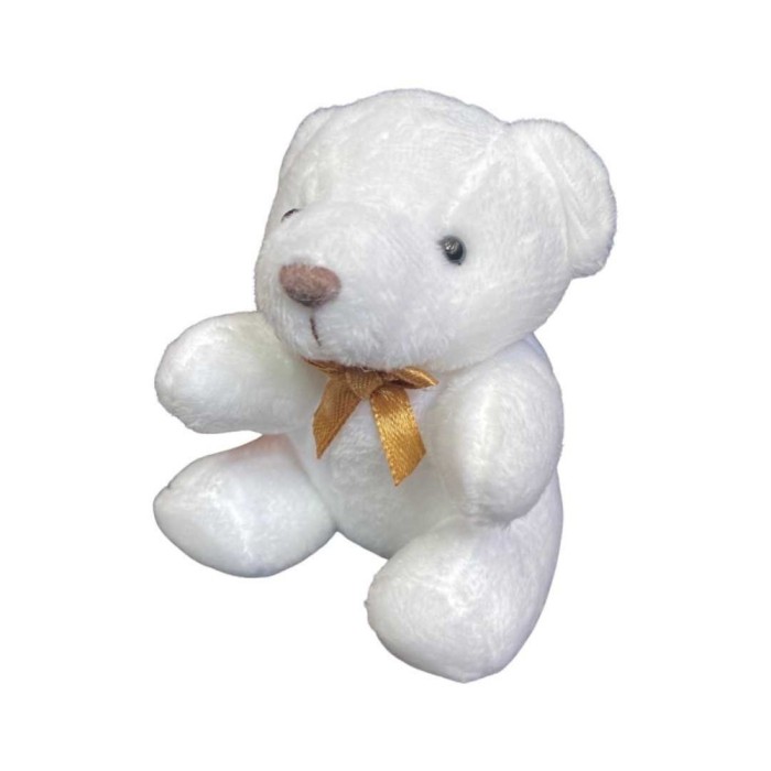 Breloc ursulet plus alb pentru botez 10 cm