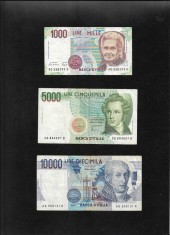 Set Italia 1000 + 5000 + 10000 lire foto