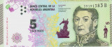 Bancnota Argentina 5 Pesos (2015) - P359 UNC