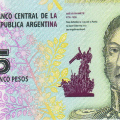 Bancnota Argentina 5 Pesos (2015) - P359 UNC