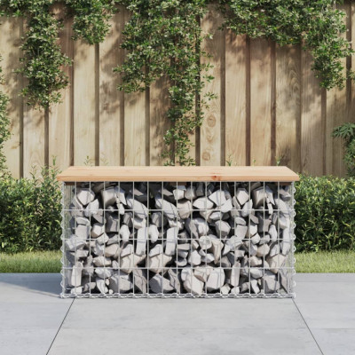 vidaXL Bancă de grădină, design gabion, 83x44x42 cm, lemn masiv de pin foto