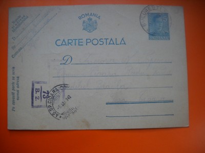 HOPCT CARTE POSTALA NR 515 R -CENZURAT BUCURESTI - ANUL 1942 / TIMBRUL FIX REGELE MIHAI -STAMPILOGRAFIE -CIRCULATA foto