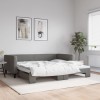 VidaXL Pat de zi cu extensie, gri &icirc;nchis, 100x200 cm, textil 3196584