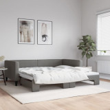 Cumpara ieftin Pat de zi cu extensie, gri &icirc;nchis, 100x200 cm, textil