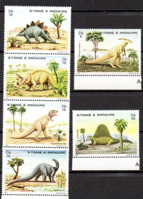 SAO TOME PRINCIPE 1982, Fauna, Animale preistorice, Dinozauri, MNH foto