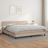 vidaXL Pat continental cu saltea, cappuccino, 200x200 cm, piele eco 3141028