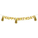 Banner Party, Foil Auriu, Happy Birthday, 3m