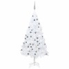 Brad Crăciun pre-iluminat artificial set globuri alb 150 cm PVC