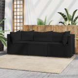 Gossi set mobilier de gradina cu perne, 3 piese, negru, poliratan