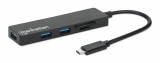 Hub USB-C cu 3 porturi USB 3.0, cititor de carduri SD/MicroSD, 164948 Manhattan