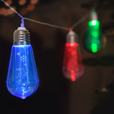 Șir de lumină cu LED – Bec – 10 LED-uri – 1,9 metri – culoare – 2 x AA
