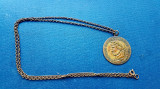 F545-Medalion vechi imparat roman Augustus verso soldat/gladiator opuntion bronz