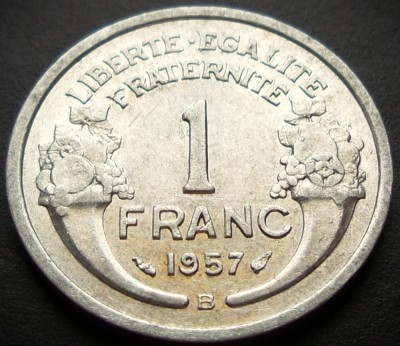 Moneda istorica 1 FRANC - FRANTA, anul 1957 * cod 475 Litera B = excelenta foto