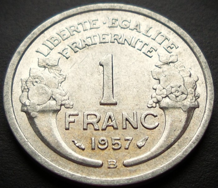 Moneda istorica 1 FRANC - FRANTA, anul 1957 * cod 475 Litera B = excelenta