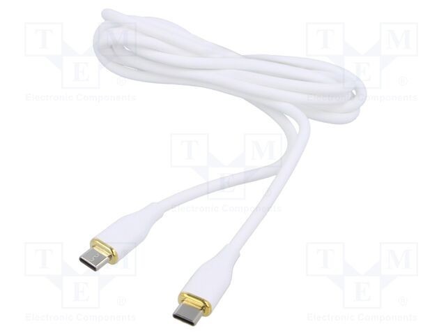 Cablu USB-C GEMBIRD 2.0, 1.5m, alb, 480Mbps, Power Delivery, 60W