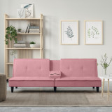 Canapea extensibila cu suporturi de pahare, roz, catifea GartenMobel Dekor, vidaXL