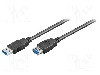 Cablu USB A mufa, USB A soclu, USB 3.0, lungime 3m, negru, Goobay - 93999